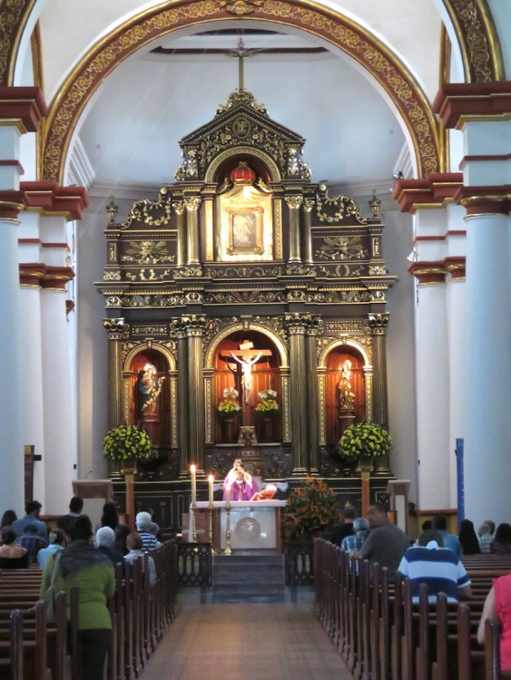 The main alter in the church during mass