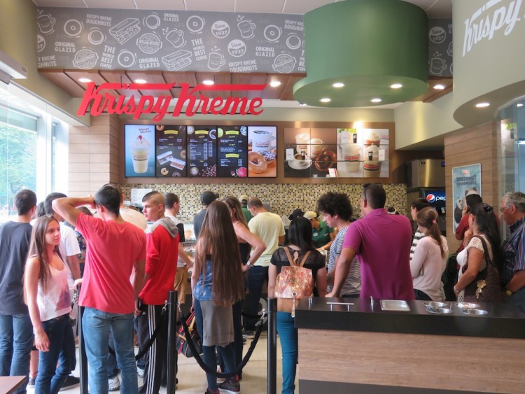 Inside Krispy Kreme placing orders